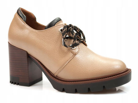 Półbuty na wyższym słupku Gamis 7311 beż - Gamis zdjęcie 1