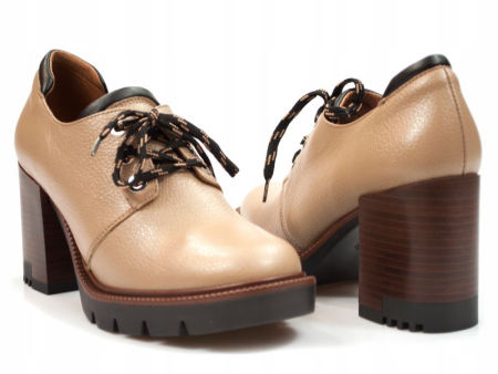 Półbuty na wyższym słupku Gamis 7311 beż - Gamis zdjęcie 2