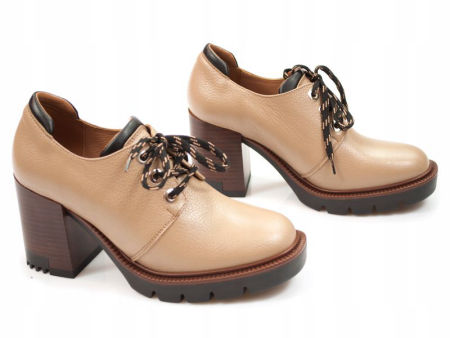 Półbuty na wyższym słupku Gamis 7311 beż - Gamis zdjęcie 3