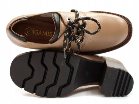 Półbuty na wyższym słupku Gamis 7311 beż - Gamis zdjęcie 4