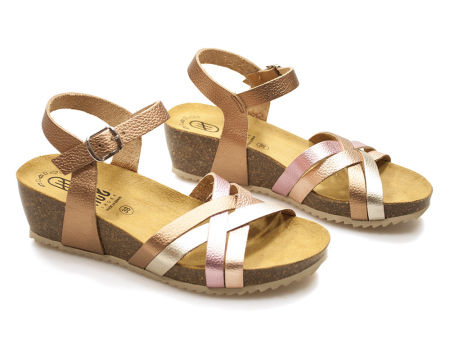 Sandały na koturnie espadryle Hee 25001 miedź multi - Hee Shoes zdjęcie 3