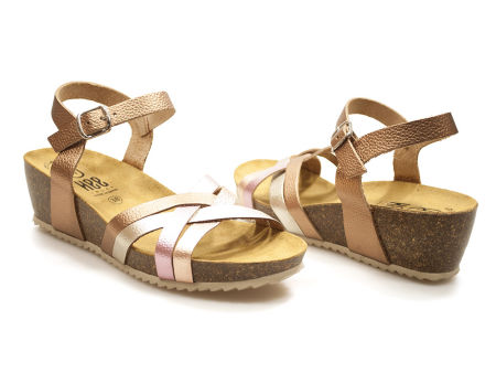 Sandały na koturnie espadryle Hee 25001 miedź multi - Hee Shoes zdjęcie 2