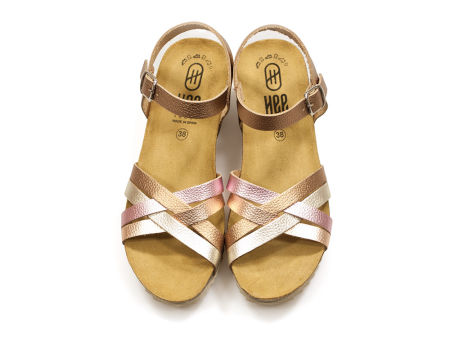 Sandały na koturnie espadryle Hee 25001 miedź multi - Hee Shoes zdjęcie 4