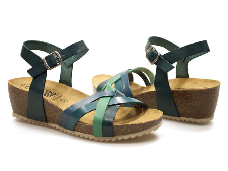 Sandały na koturnie espadryle Hee 25001 jeans multi - Hee Shoes zdjęcie 2