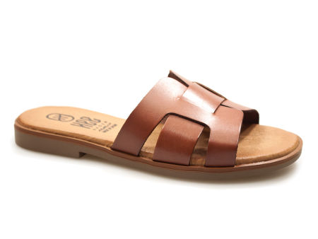 Brązowe skórzane klapki damskie Hee 25320 - Hee Shoes zdjęcie 1