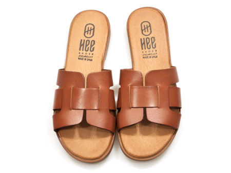 Brązowe skórzane klapki damskie Hee 25320 - Hee Shoes zdjęcie 4