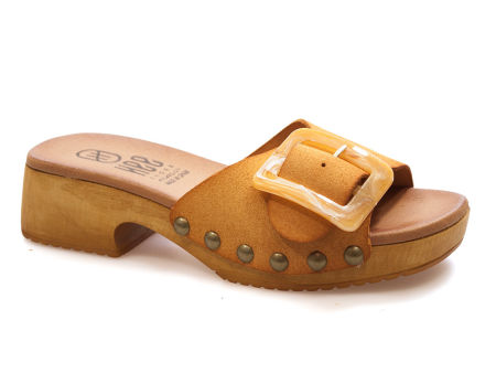 Żółte klapki drewniaki Hee 25345 - Hee Shoes zdjęcie 1