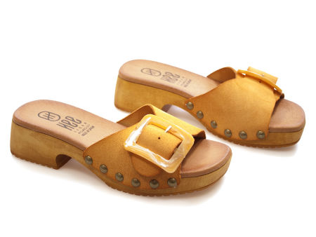 Żółte klapki drewniaki Hee 25345 - Hee Shoes zdjęcie 3