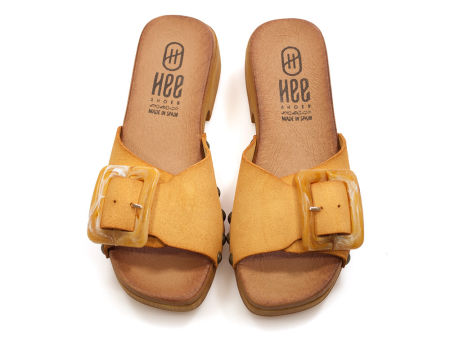 Żółte klapki drewniaki Hee 25345 - Hee Shoes zdjęcie 4