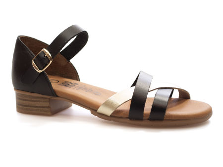 Czarno złote skórzane sandały Hee 25531 - Hee Shoes zdjęcie 1