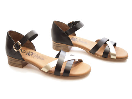Czarno złote skórzane sandały Hee 25531 - Hee Shoes zdjęcie 3