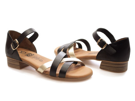 Czarno złote skórzane sandały Hee 25531 - Hee Shoes zdjęcie 2