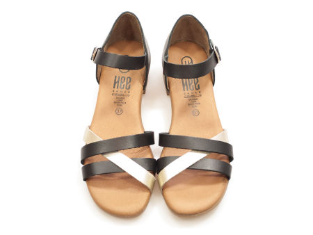 Czarno złote skórzane sandały Hee 25531 - Hee Shoes zdjęcie 4