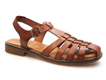 Sandały skórzane gladiatorki Hee 26303 brąz