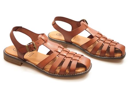 Sandały skórzane gladiatorki Hee 26303 brąz