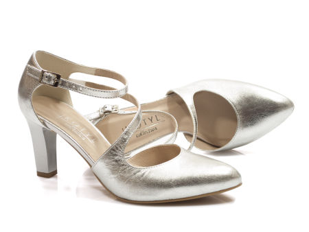 Srebrne eleganckie czółenka do tańca Kotyl 1283