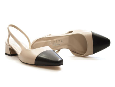 czółenka baleriny bez pięty Kotyl 1709 beż/czarny