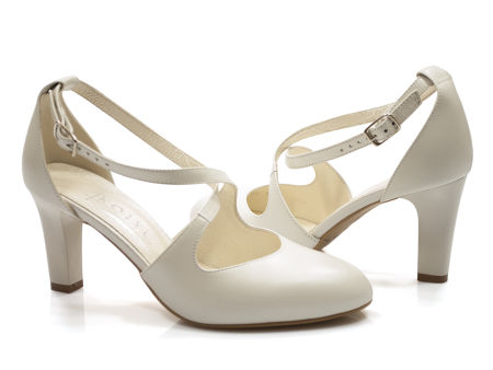Biało perłowe czółenka do tańca Kotyl 7079