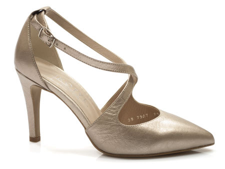 Czółenka szpilki ślubne Kotyl 7317 złote