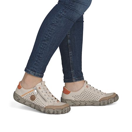 Półbuty ażurowe sneakersy Rieker L0355-61 beż