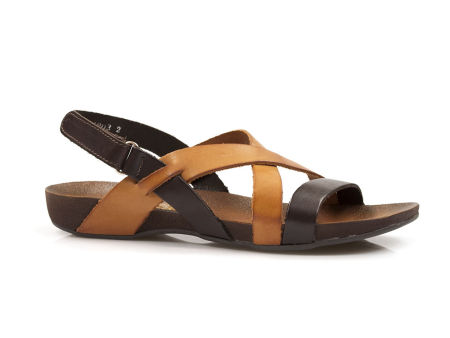 Brązowe płaskie skórzane sandały Lemar 40032