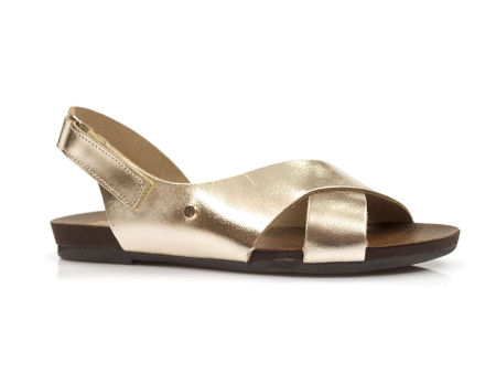 Złote skórzane sandały Lemar 40141