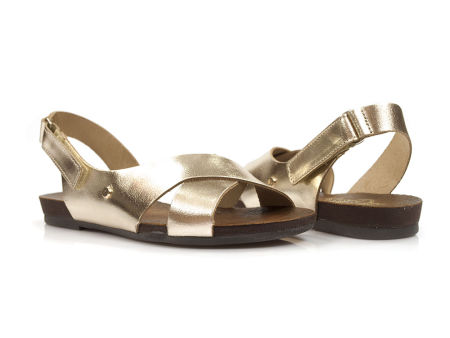 Złote skórzane sandały Lemar 40141