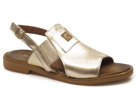 Złote wsuwane sandały damskie Lemar 40385