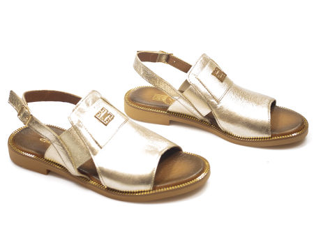 Złote wsuwane sandały damskie Lemar 40385