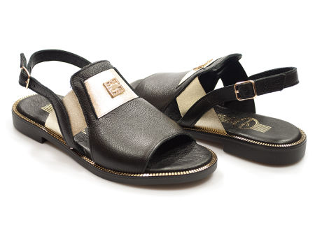 Czarne sandały z gumami po bokach Lemar 40385