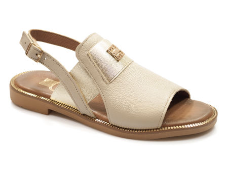 Beżowe sandały z gumami po bokach Lemar 40385