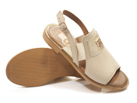 Beżowe sandały z gumami po bokach Lemar 40385