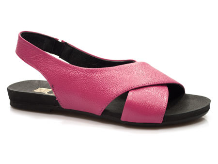 Różowe skórzane sandały Lemar 40407 fuksja