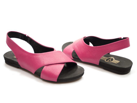 Różowe skórzane sandały Lemar 40407 fuksja