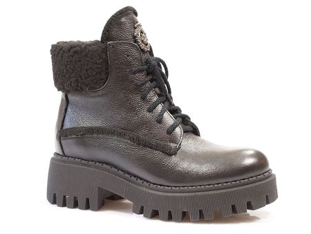 Czarne trzewiki z futerkiem Lemar 60374