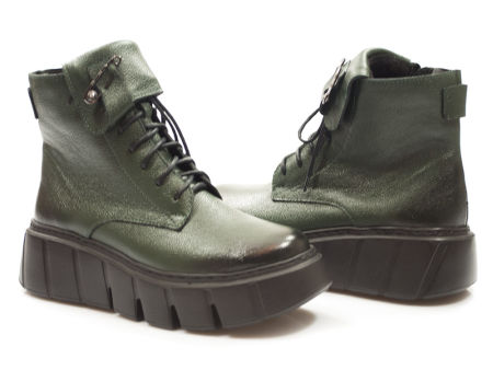 Trzewiki botki z agrafką Lemar 60511 oliwka