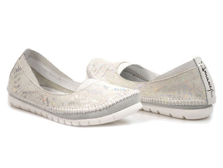 Biało-srebrne baleriny Maciejka 05840-35