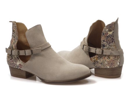 botki kowbojki bikery Maciejka 06393-22 beż kwiaty