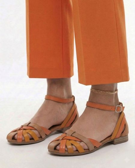 Pomarańczowe skórzane sandały Maciejka P7539-18