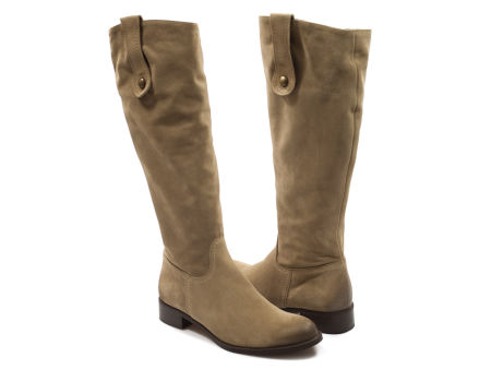 Kozaki welurowe oficerki Nessi 20010 beż