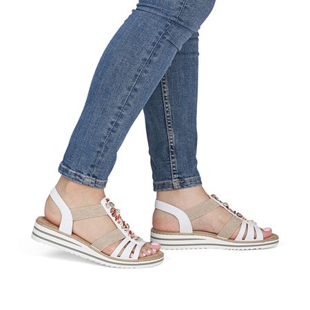 Sandały na niskim koturnie Rieker V0656-80