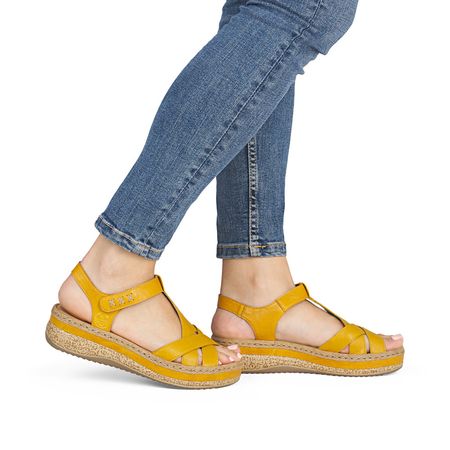 Sandały T-bary Rieker V0919-68 żółte espadryle