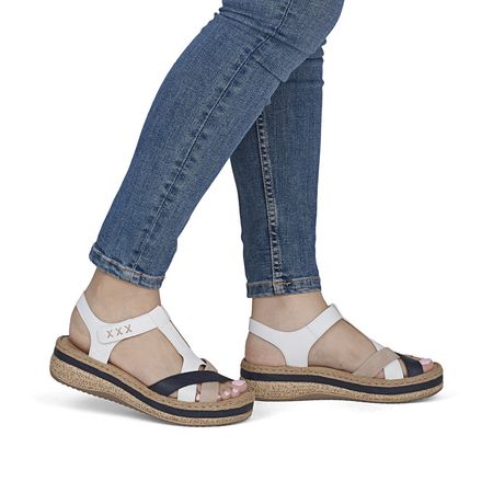 Sandały T-bary na platformie Rieker V0919-81 letnie espadryle