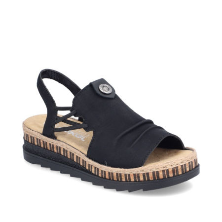 Sandały na platformie Rieker V7972-00 czarny