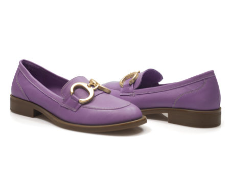 Fioletowe skórzane półbuty damskie Venezia D322