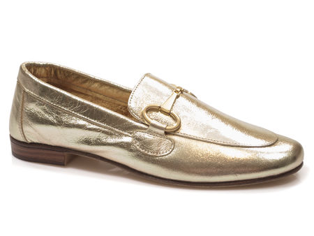 Złote skórzane półbuty damskie Venezia E246