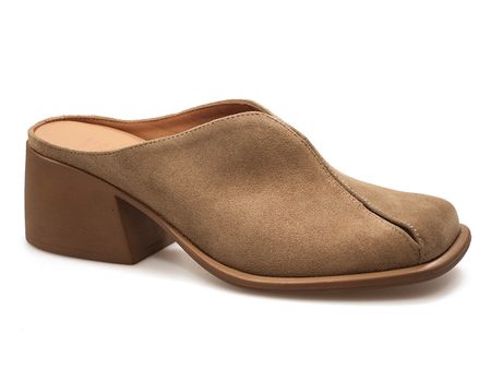 Brązowe skórzane klapki na obcasie Verano 020.1070