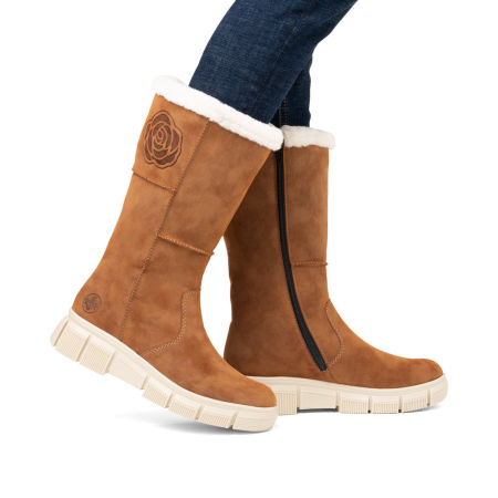 Kozaki workery z futerkiem Rieker X3455-24 brąz