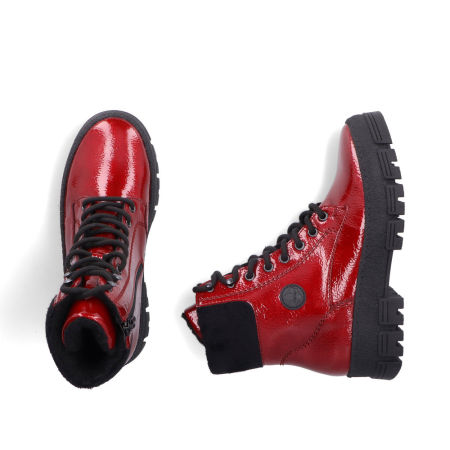 Trzewiki lakierowane botki Rieker Y0220-33 czerwony