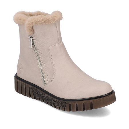 Botki z futerkiem Rieker Y3481-60 beż